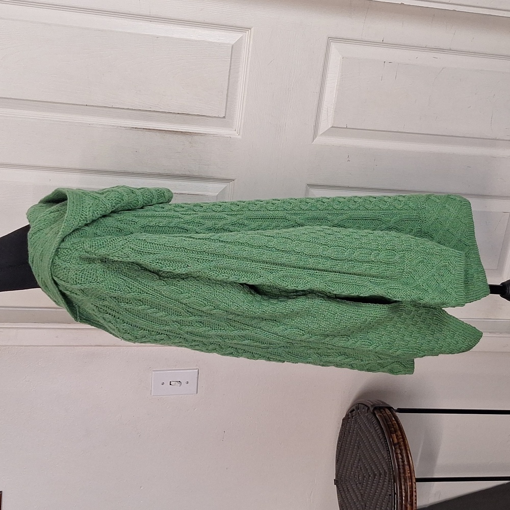 Aran Crafts Zip Cardigan Sweater Womens L Hooded Merino Wool Ireland Cable Knit - Picture 3 of 6